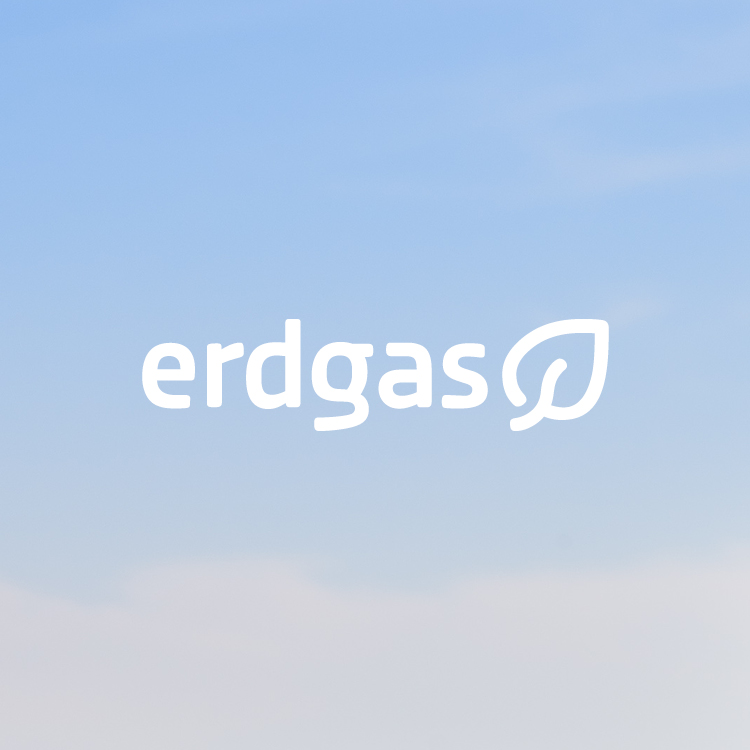 Erdgas-Logo Weiß auf hellem Bild