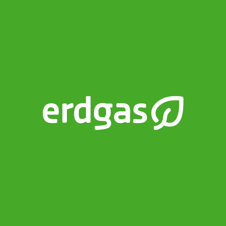 Erdgas-Logo Weiß auf Grün