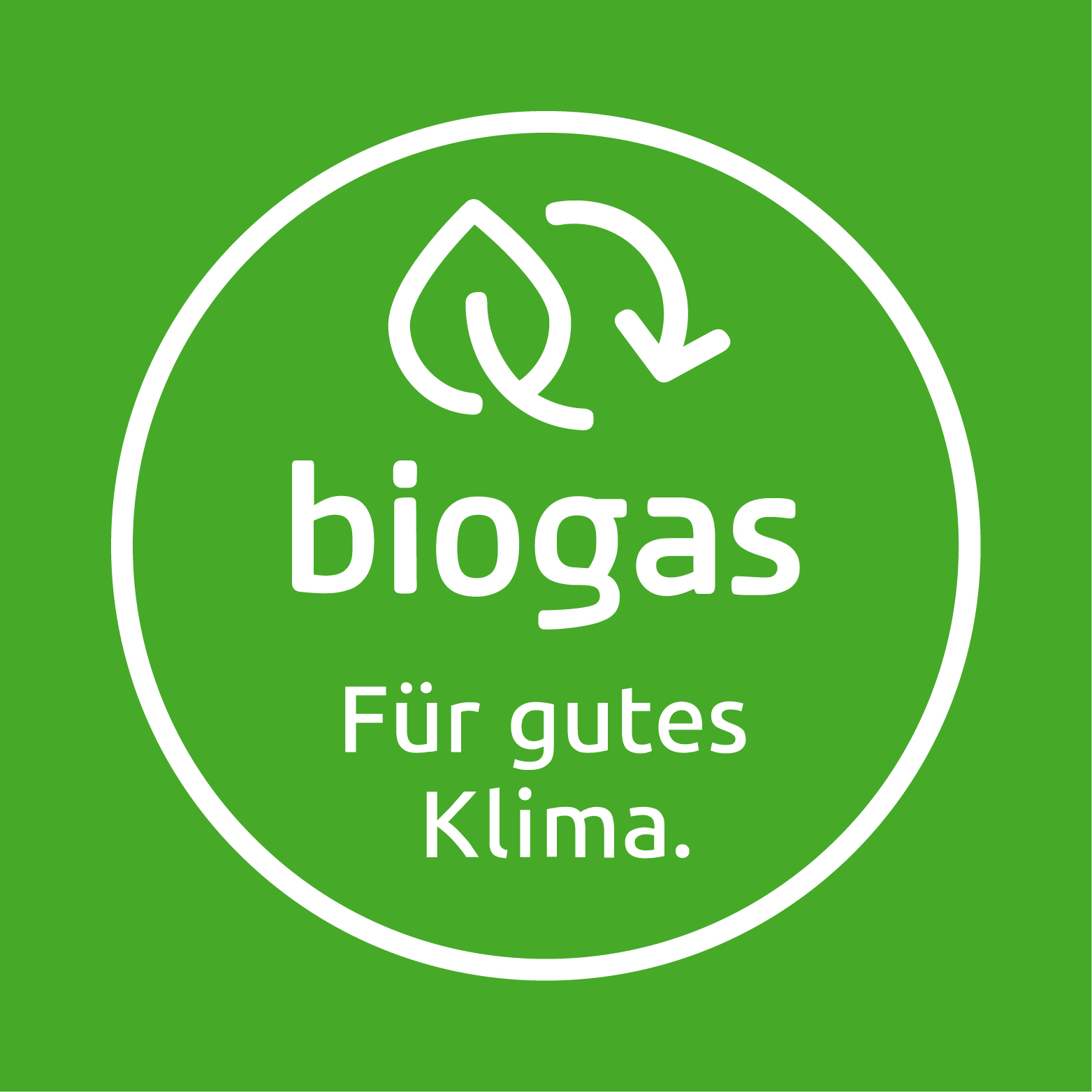 Das Siegel Biogas in Weiß